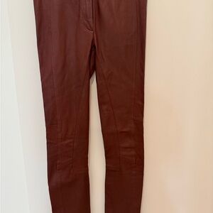 Theory Chocolate Brown Leather Skinny Pants
